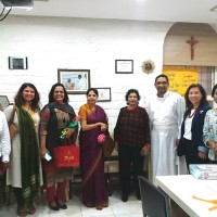 Ann Phua and IWFCI India National Chapter members with Fr. Jude Fernandes, Principal, St St. Mary's High School, Mazgaon